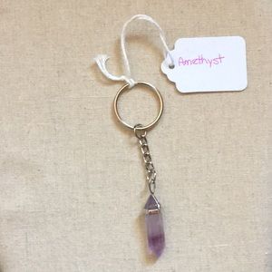 3/$30 NWT Amethyst point dangling keychain